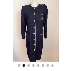 80s/90s M/L Julian Taylor Navy Dress